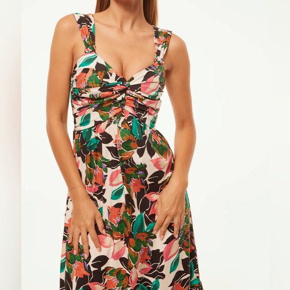 MISA Los Angeles Floral Dress Esperanza Asymmetrical Hem Ruched Bust Midi small - Picture 4 of 16